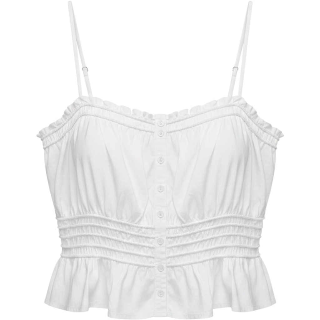 Madewell Womens White Smocked Peplum Button Front Cami Top N0524 Size L